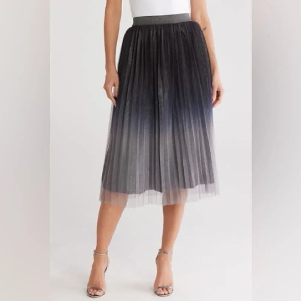 ICHI Nilpa Glitter Ombre Pleated Skirt Size Medium